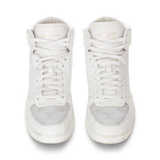 Rivoli White and Gray Leather Monogram High-Top Sneakers Men's 9