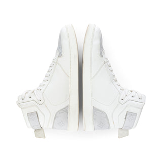 Rivoli White and Gray Leather Monogram High-Top Sneakers Men's 9