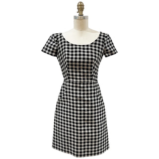 Wool Blend Checkered A-Line Dress