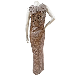 Taupe Embellished Gown
