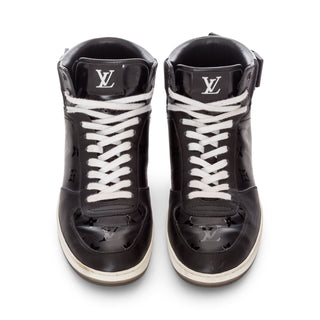 Rivoli Black Leather Monogram High-Top Sneakers Men's 8.5