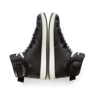 Rivoli Black Leather Monogram High-Top Sneakers Men's 8.5