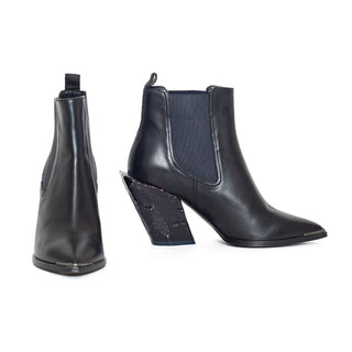 Jemina Black Leather Ankle Boots 37
