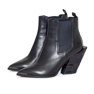 Jemina Black Leather Ankle Boots 37