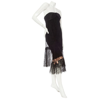 1967 Haute Couture Black Chantilly Lace Pantalettes Dress