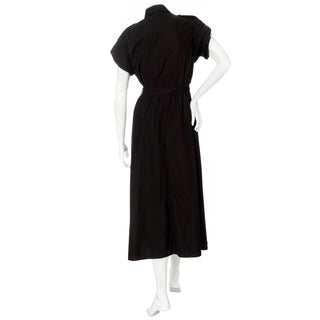 Black Poplin Safari Midi Dress