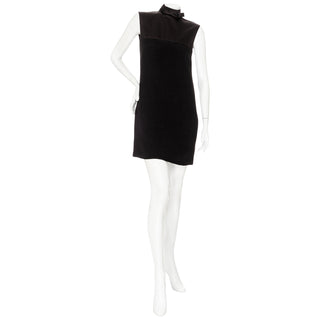 Black sleeveless silk shift bow dress by Celine for sale at vintage and consignment store "Decades" in Los Angeles