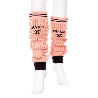 Pink and Black Striped Knit Gaiters