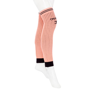 Pink and Black Striped Knit Gaiters