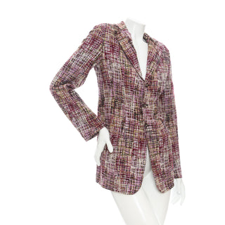 1998 Purple Multicolored Cotton-Blend Tweed Blazer