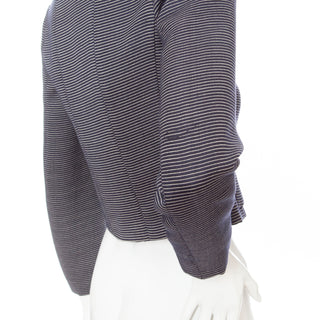 2001 Navy Blue Striped Wool-Silk Blazer