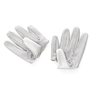 Silver Leather Half-Palm Logo Gloves