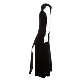 1996 Black Velvet Cowl Neck Maxi Dress