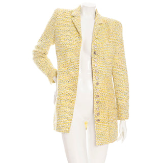 1996 Yellow Tweed Two-Piece Jacket and Skirt Suit