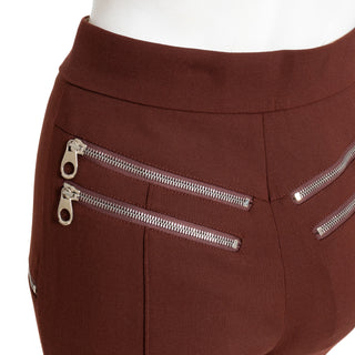 Dusky Brown Flared Zip Trousers