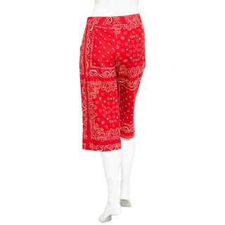 Red Cotton Bandana Shorts