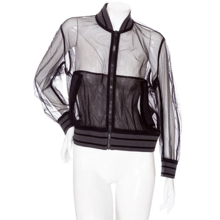 Black mesh bomber jacket by Christian Dior for sale at vintage and consignment shop "Decades" in Los Angeles