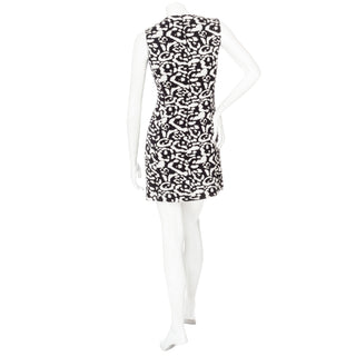 Black and White Leopard Jacquard Sleeveless Mini Dress
