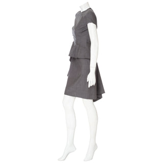 Gray Lightweight Wool Avant Garde Peplum Dress
