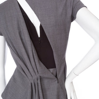 Gray Lightweight Wool Avant Garde Peplum Dress