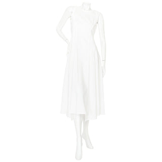White cotton pleated maxi dress by Christian Dior for sale at vintage and consignment store "Decades" in Los Angeles