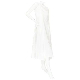 White Cotton Sleeveless Pleated Midi Dress