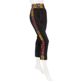 Black Jacquard Metallic Brocade High-Waisted Pants