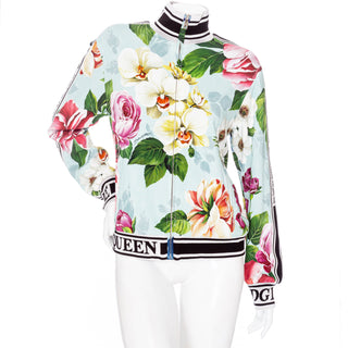 Floral print logo bomber jacket by Dolce & Gabbana for sale at vintage and consignment shop "Decades" in Los Angeles
