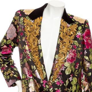Metallic Multicolored Floral Brocade Beaded Coat