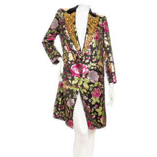 Metallic Multicolored Floral Brocade Beaded Coat