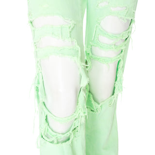 Green Low Rise DG Rhinestone Ripped Jeans