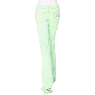 Green Low Rise DG Rhinestone Ripped Jeans