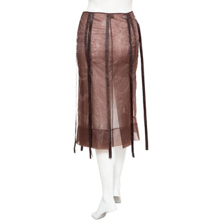 Brown Sheer Pleated Ribbon Skirt