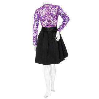 Vintage Purple and Black Lace Bow Dress