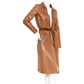 Brown Leather Trench Coat