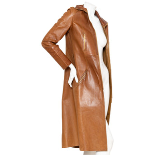 Brown Leather Trench Coat