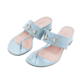 Baby Blue Patent Horsebit Sandals 36.5