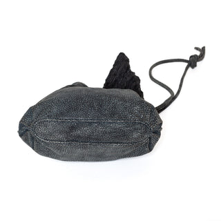 1970s Black Leather Drawstring Rock Pouch