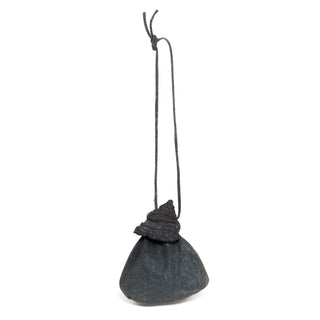 1970s Black Leather Drawstring Rock Pouch
