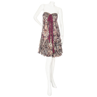 Vintage Soleil Brown Abstract Floral Print Mesh Dress and Cardigan Set