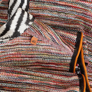 Multicolored Jacquard-Knit Sleeveless Mini Shift Dress