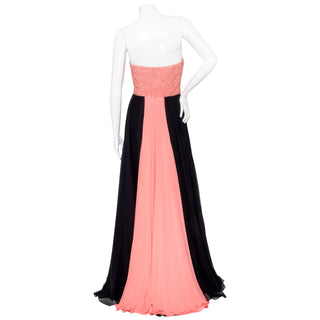Pink and Black Silk Beaded Gown