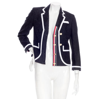 Navy Wool Pinstriped Jacket and Pants Suit