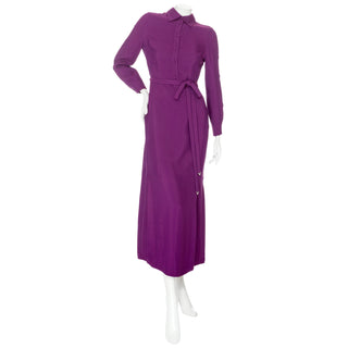 Long purple midi shirt dress by Valentino for sale at vintage and consignment store "Decades" in Los Angeles