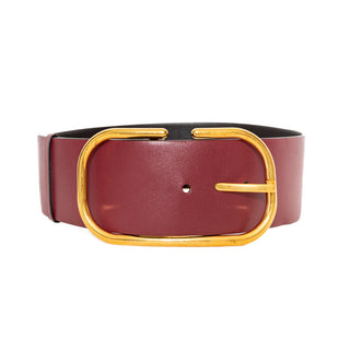 Red Calfskin Leather with Brass-Finish Buckle Belt
