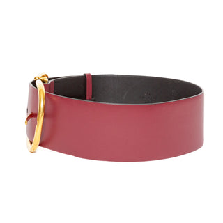 Red Calfskin Leather with Brass-Finish Buckle Belt