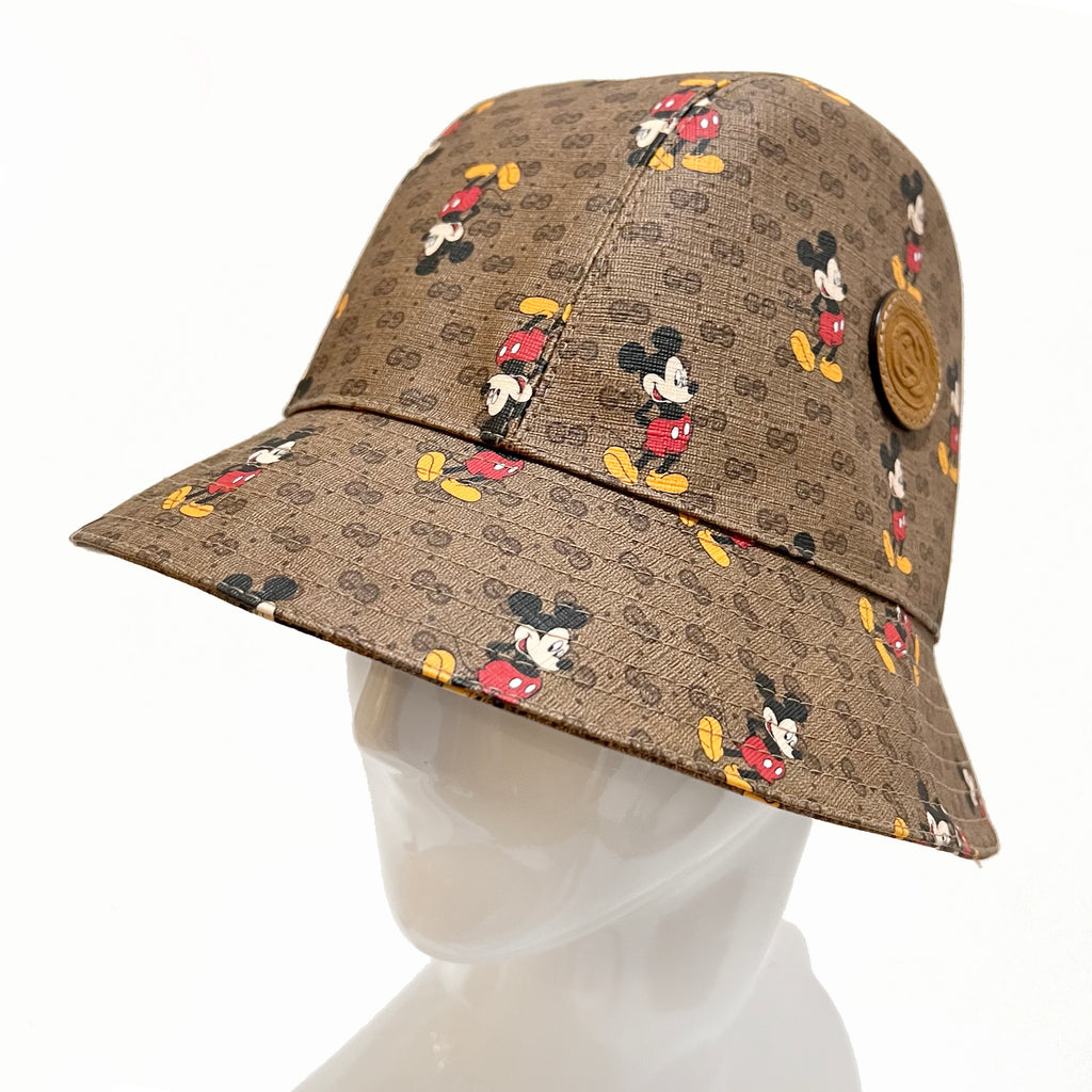 Louis Vuitton Women's Logo Leather Brown Bucket Hat - Size Small