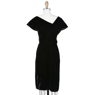 1980s Haute Couture Asymmetrical Velvet Dress