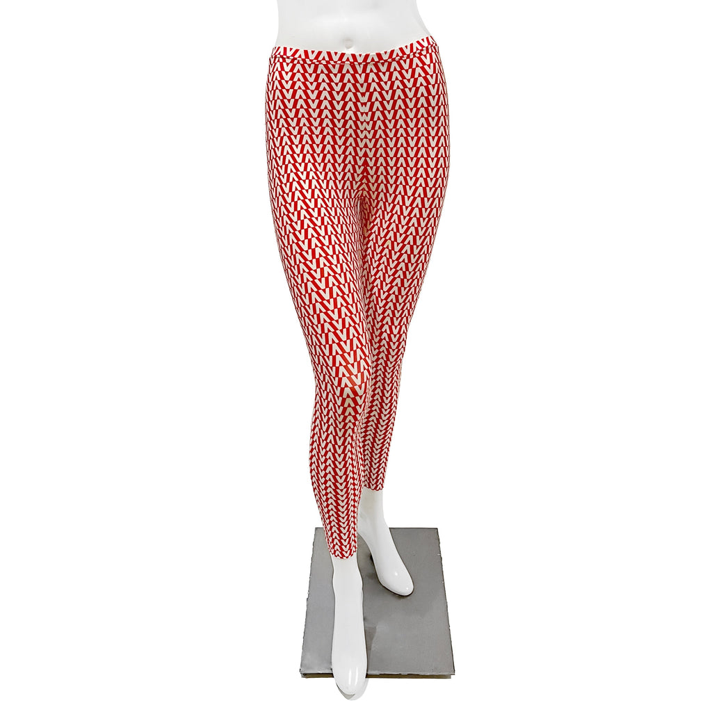 Asda Orange (1968) - solid color - white vertical lines pattern Leggings by  Make it Colorful