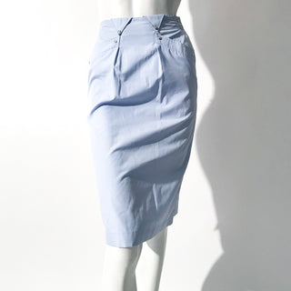Vintage Blue Cotton Pencil Skirt